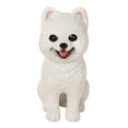 thumbnail image 1 of Figura de perro Pomerania, adorno artesanal, linda, tallada, portátil, para coche, decoración de cachorro Blanco, 1 of 9
