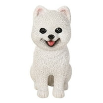 WLPZXP Pomeranian Dog Figurine Cute Home Decoration Ornament for Tabletop Desk Home White