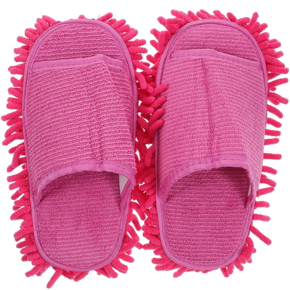 OFFIGAM 1 Pair Feet Mop Slippers Mopping Cloth Pink Free Size for Indoor Use