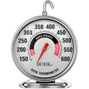2.36" Large Dial Oven Thermometer for Professional and Home Kitchens Cooking, Stainless Steel Baking Thermometer with 360 Degrees Rotation Hanger and Triangle Holder