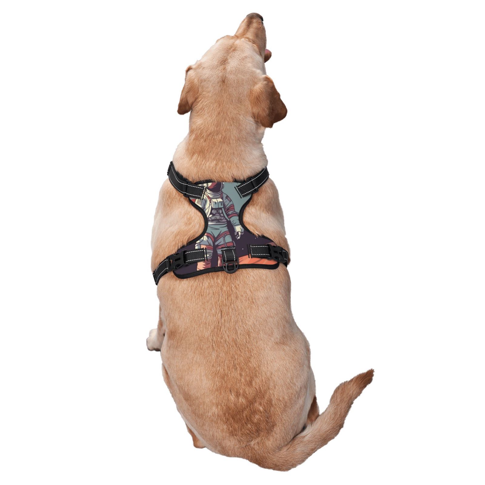 Naloa Astronaut With American Flag Pet Harness Vest with Traction Rope, Adjustable No-Choke Dog Vest for Outdoor, Walking - Large