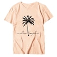 thumbnail image 4 of Womens Graphic T-shirts Short Sleeve Crewneck Palm Tree Print Tee Beach Hawaiian Summer Tops Pink S, 4 of 4
