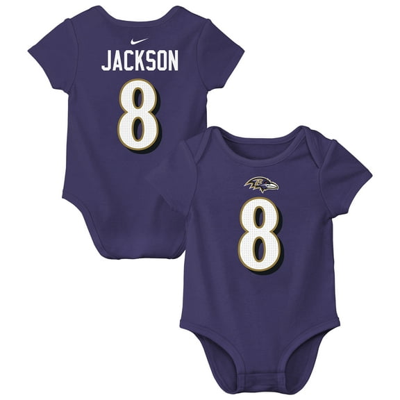Infant Nike Lamar Jackson Purple Baltimore Ravens Player Name & Number Bodysuit