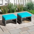 thumbnail image 2 of Gymax 2 Pieces Patio PE Rattan Ottomans with Soft Zippered Cushions for Deck Turquoise, 2 of 9