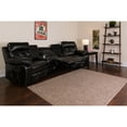 thumbnail image 3 of Flash Furniture Reel Comfort Series 3-Seat Reclining Black LeatherSoft Theater Seating Unit with Curved Cup Holders, 3 of 5