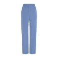 thumbnail image 4 of Women Stretch Straight Leg Pants Elastic Waist Lightweight Work Pants Casual Lounge Athletic Trousers with Pockets Sky Blue L, 4 of 7