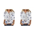 thumbnail image 3 of sweethay Blusa informal de manga corta para mujer, camisa holgada con botones estampados, para trabajo, viajes, elegante, Top de verano, ropa Type23 NO23, 3 of 6