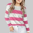 thumbnail image 2 of Povozer Girls Casual Long Sleeve T Shirts Basic Crewneck Striped Tunic Blouses Tops(Red,3-4 Years), 2 of 4
