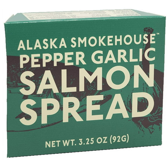 Alaska Smokehouse 3.25oz Pepper Garlic Salmon Spread Tin, Wild Alaskan Pink Salmon and Cream Cheese