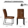 thumbnail image 3 of StnTalk Dining Chairs Set of 2, Brown Faux Leather Kitchen Chairs with Thick Padded Seat, Armless Side Chairs with Metal Legs for Apartment & Small Dining Spaces, 3 of 7