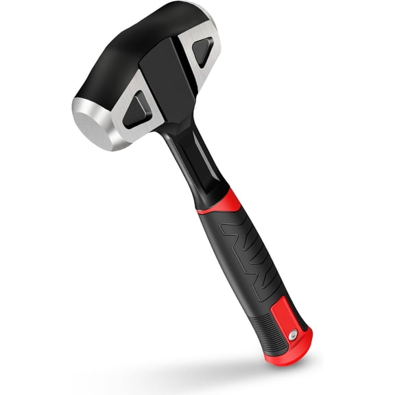 3lb Hard Sledge Hammer, Heavy Duty - Forged Carbon Steel, 3-Pound Strike Drilling/Crack Hammer with Anti-Vibration Rubber Grip for Rock, Demolition & General Construction