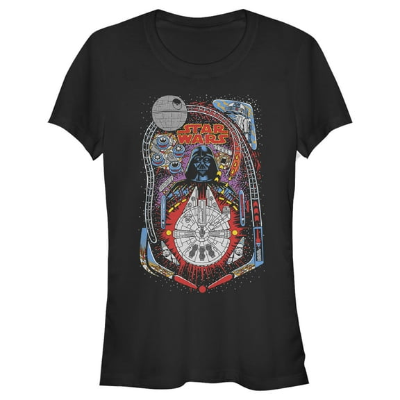 Junior's Star Wars Darth Vader Death Star Pinball Graphic Tee Black 2X Large