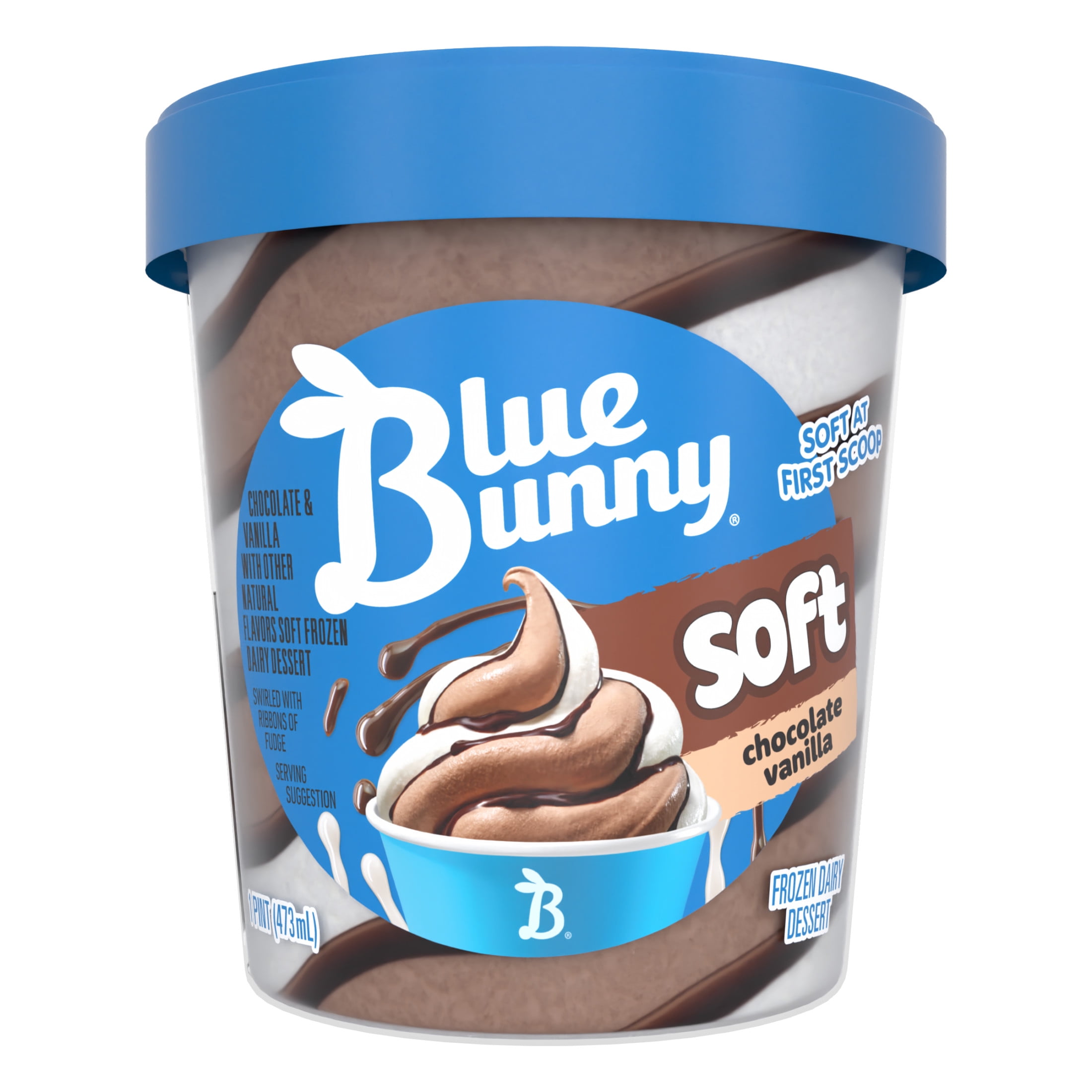Blue Bunny Soft Chocolate Vanilla Frozen Dessert, 16 fl oz Pint