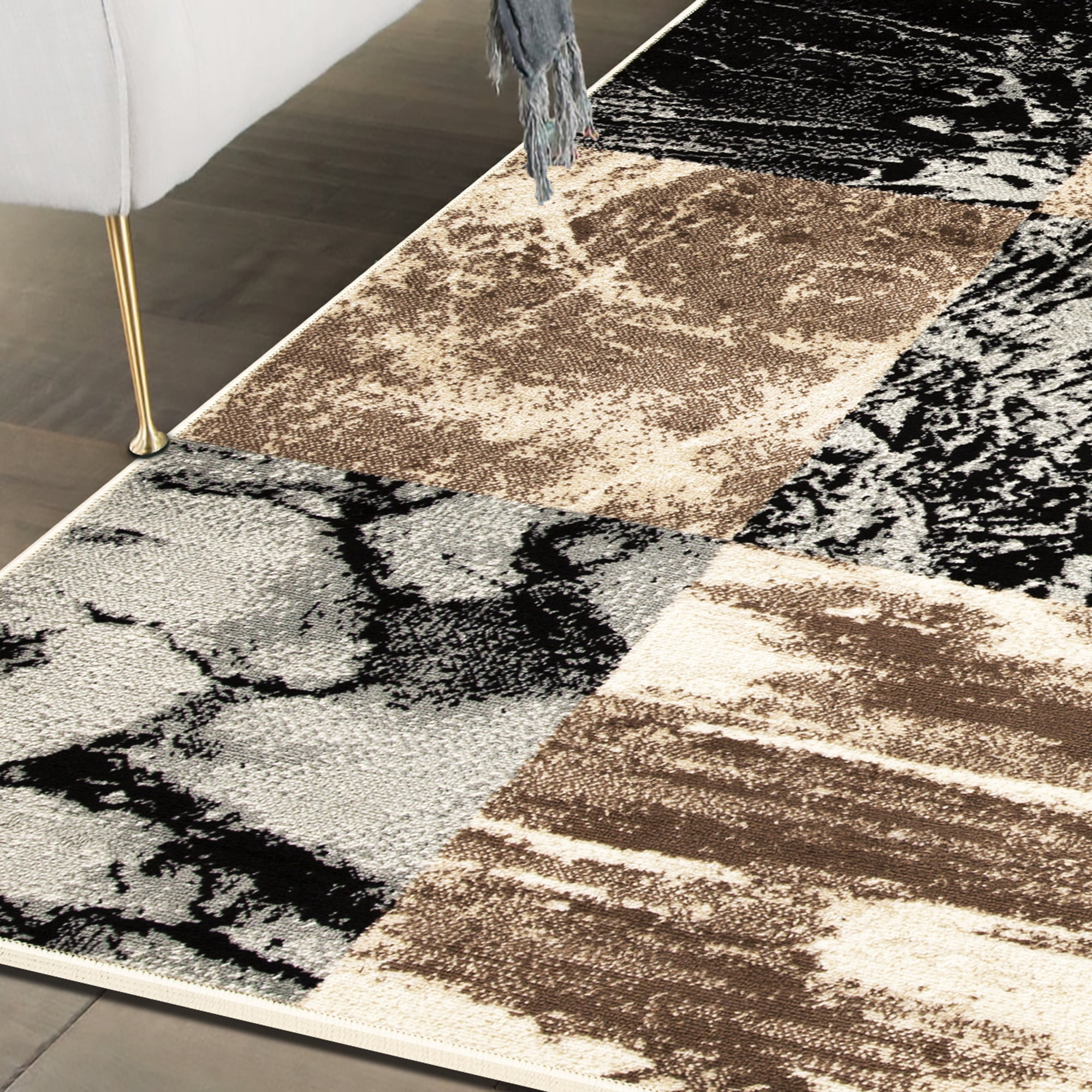 Superior Brentwood 4' x 6' Area Rug, Modern Abstract Rugs for Living Room Bedroom, Beige