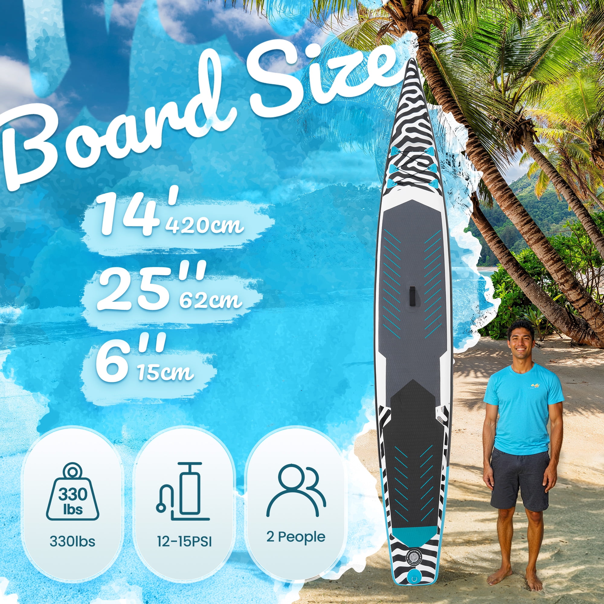 Naipo 14FT Racing Paddle Board with Pump Carry Bag Inflatable Paddle Board Set for Family Friends