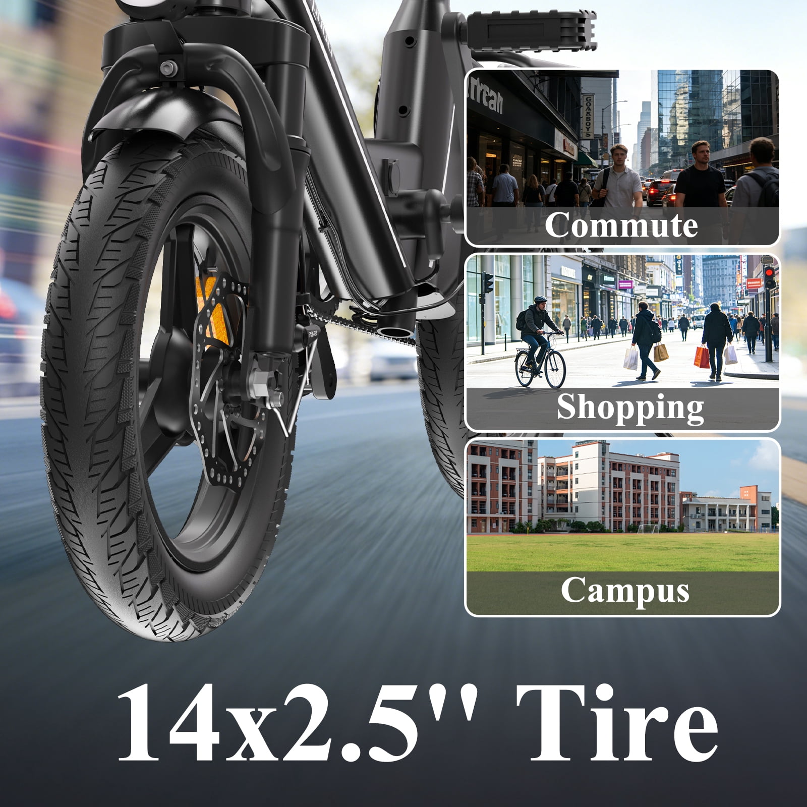 Bodywel T16pro 500W Peak Motor Electric Bicycle, Folding Electric Bike for Adults Teens, 14'' Commuting E Bike, 36V 13Ah Battery, Mini Ebike, UL2849