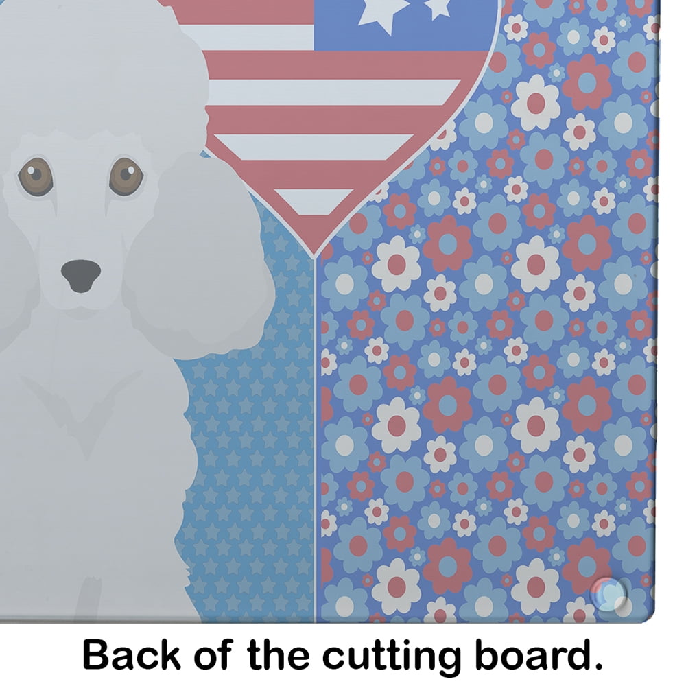 Toy White Poodle Glass Cutting Board Large