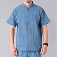 thumbnail image 1 of pstuiky camisetas camisas para hombre, Camisas casuales de color sólido para hombre, con botones sueltos, múltiples bolsillos, manga corta y cuello alto ropa de hombre xxxxl, 1 of 7
