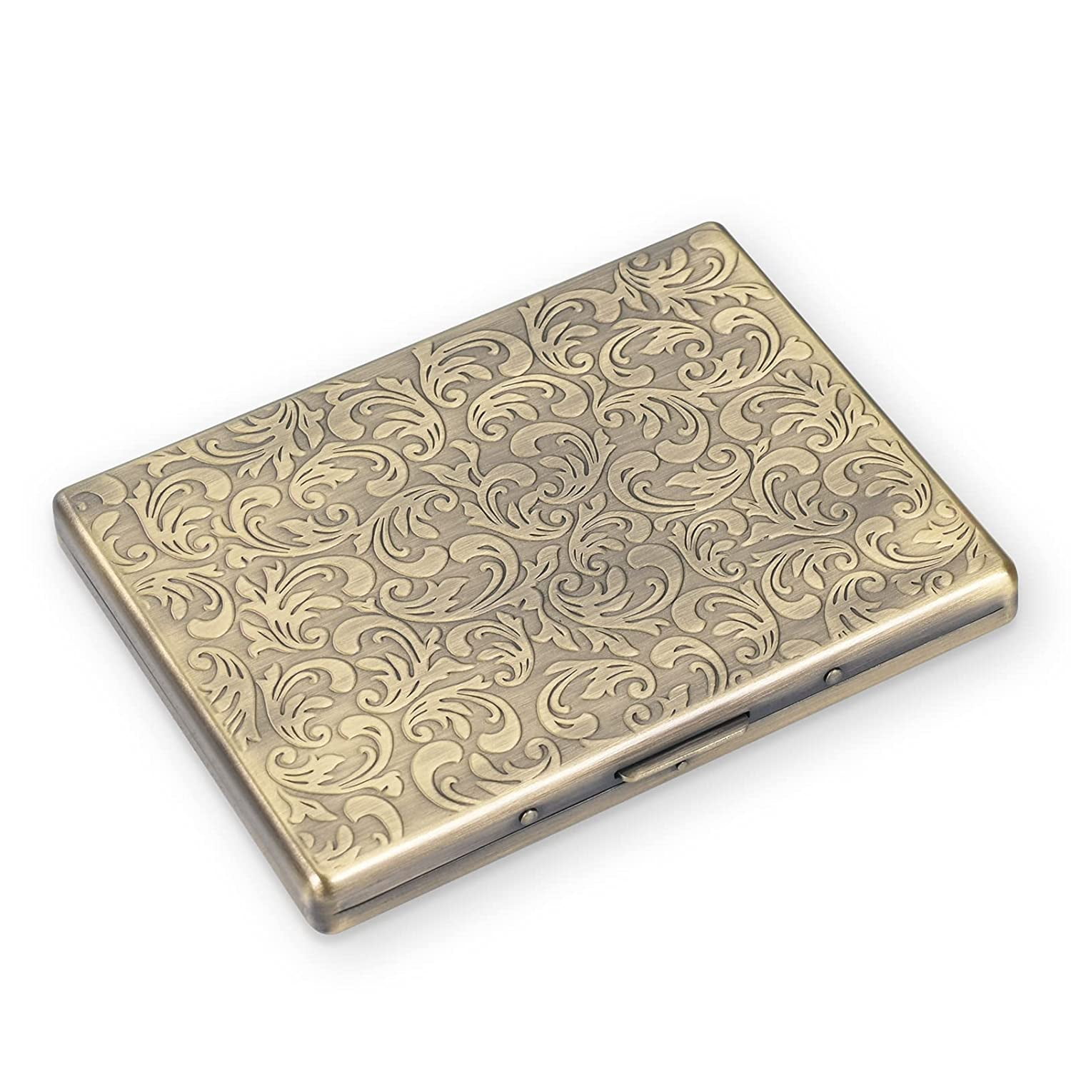 single sided cigarette case Brass Florentine Card/cig. for 100mm. Made in Germany for Pocket or Purse. One Sided, Slim Elegant and Sturdy for Years of Use Metal Single Side Cigarette Holder