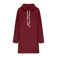 thumbnail image 4 of Weiqiqre Women Sweatshirt Pullover Casual Long Sleeve Split Hem Hoodie Dress with Kangaroo Pocket, 4 of 8