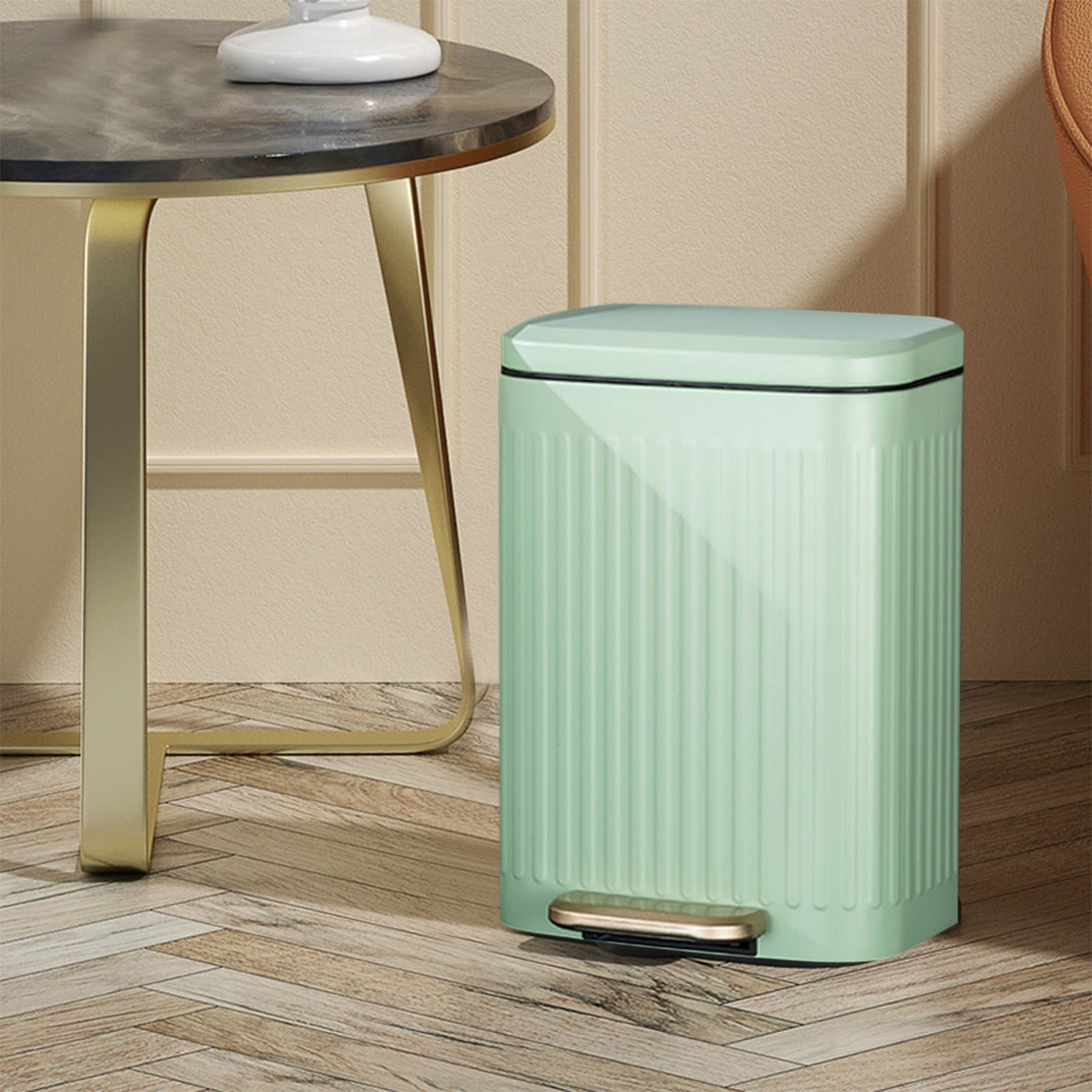 Kitchen Trash Can, Stainless Steel Step-On Garbage Can with Lid, Tall Kitchen & Bathroom Trash Can, Small Office Waste Bin - Xuniizn