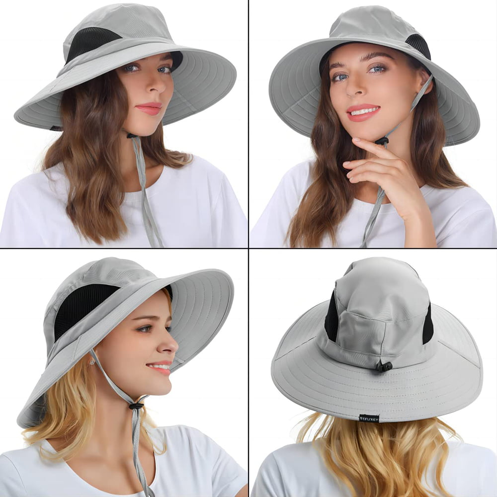 Outdoor Fishing Hat Breathable Lightweight Wide Brim Hat with Neck Strap  Unisex Men Women/ArmyGreen 