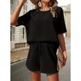thumbnail image 3 of Women's Relaxed T Shirt and Drawstring Shorts Set, Casual Summer Two Piece Outfit, 3 of 6