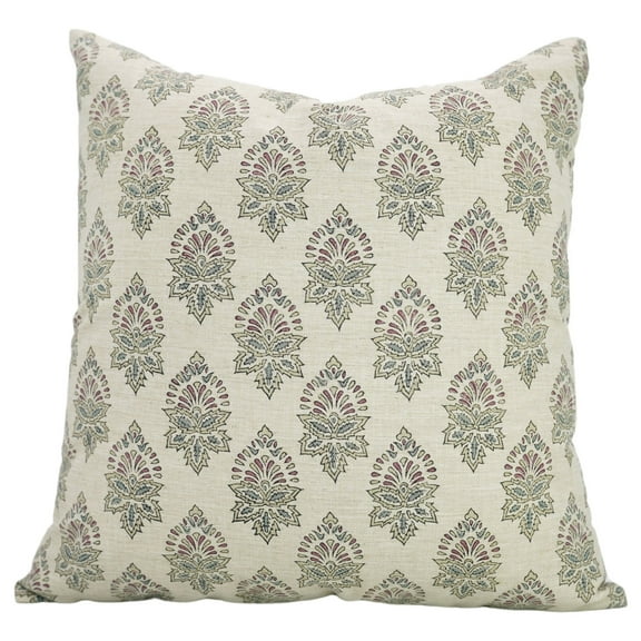 Fabdivine Hand Block Print Pillow Covers for Every Home, linen blend , 12"X20" , Samraat