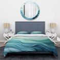 thumbnail image 3 of Designart "Sway Wave Serenity in Green and White III" Abstract Geometric Bedding Covert Set - Abstract Green Modern Bed Set With 2 Shams, 3 of 6