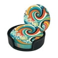 thumbnail image 2 of LNWH Coasters, Whimsical Colorful Waves Leather Round Coasters Set of 6 for Kitchen Dining Room Living Room Bar - Tabletop Waterproof and Anti-scald, 2 of 8