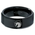 thumbnail image 2 of Tungsten Legendary Mythical Unicorn Band Ring 8mm Men Women Comfort Fit Black Beveled Edge Polished, 2 of 4