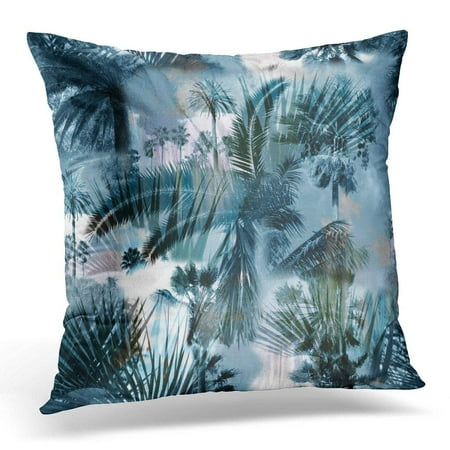 - USART Black Tropical Monochrome Color Overlay Effect Palm Leaf Banana Leaves Trees on Clouds Exotic for Blue Pillow Case Pillow Cover 20x20 inch