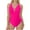 Hot Pink, variant on Women's Solid Color Swimsuit Plunging V Neck One Piece Swimsuit Lace Trim Adjustable Suspenders Bathing Suit for Beach Wear One Piece Swimsuit for Teens