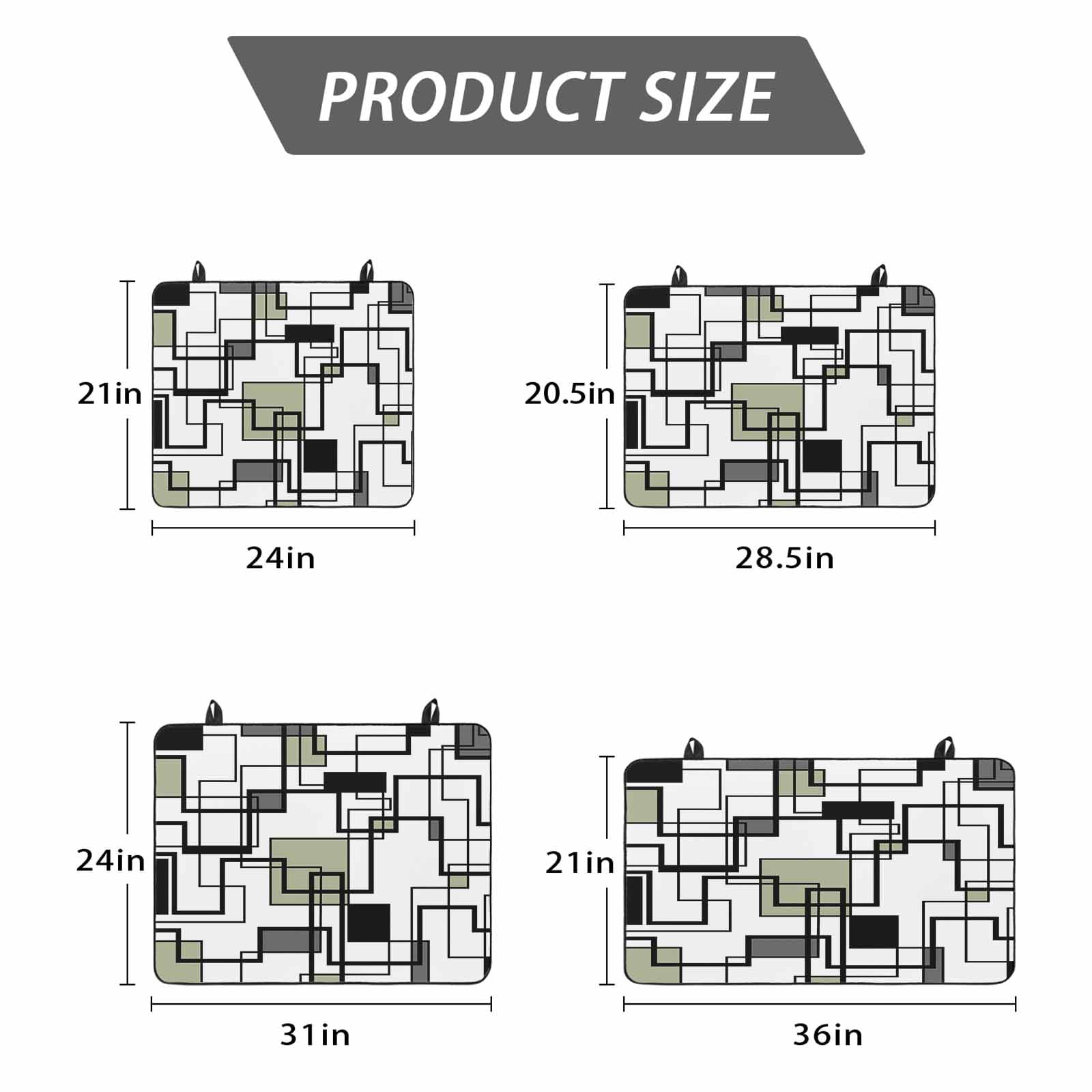 Sage Green Geometric Stove Top Cover for Electric Stove, Heat-proof & Non Slip Glass Top Stove Cover Protector, Simple Black Gray Abstract Striped Kitchen Flat Cooktop Rubber Mat 24x21 Inches