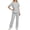 Gray, variant on Scrubs for Women Set Short Sleeve V Neck Tops & Straight Leg Pants Scrubs Set with 6 Pockets Nursing Uniforms Clearance