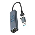 2 in 1 USB/USB-C 1Gbps Hub Docking Station USB to RJ45 1000Mbps Adapter ...
