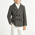 thumbnail image 2 of GiLiling Toddler Baby Girls Woolen Houndstooth Coat Kids Double Breasted Long Sleeve Lapel Dress Fall Winter Outerwear (Black, 18-24 Months), 2 of 9