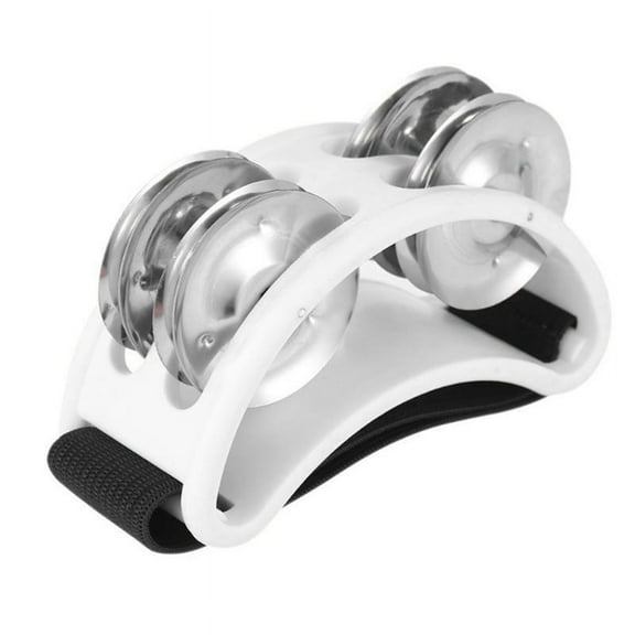 Powerful Sound Foot Tambourine Adjustable Foot Tambourines with Musical Instrument for Performance Singing White-Color