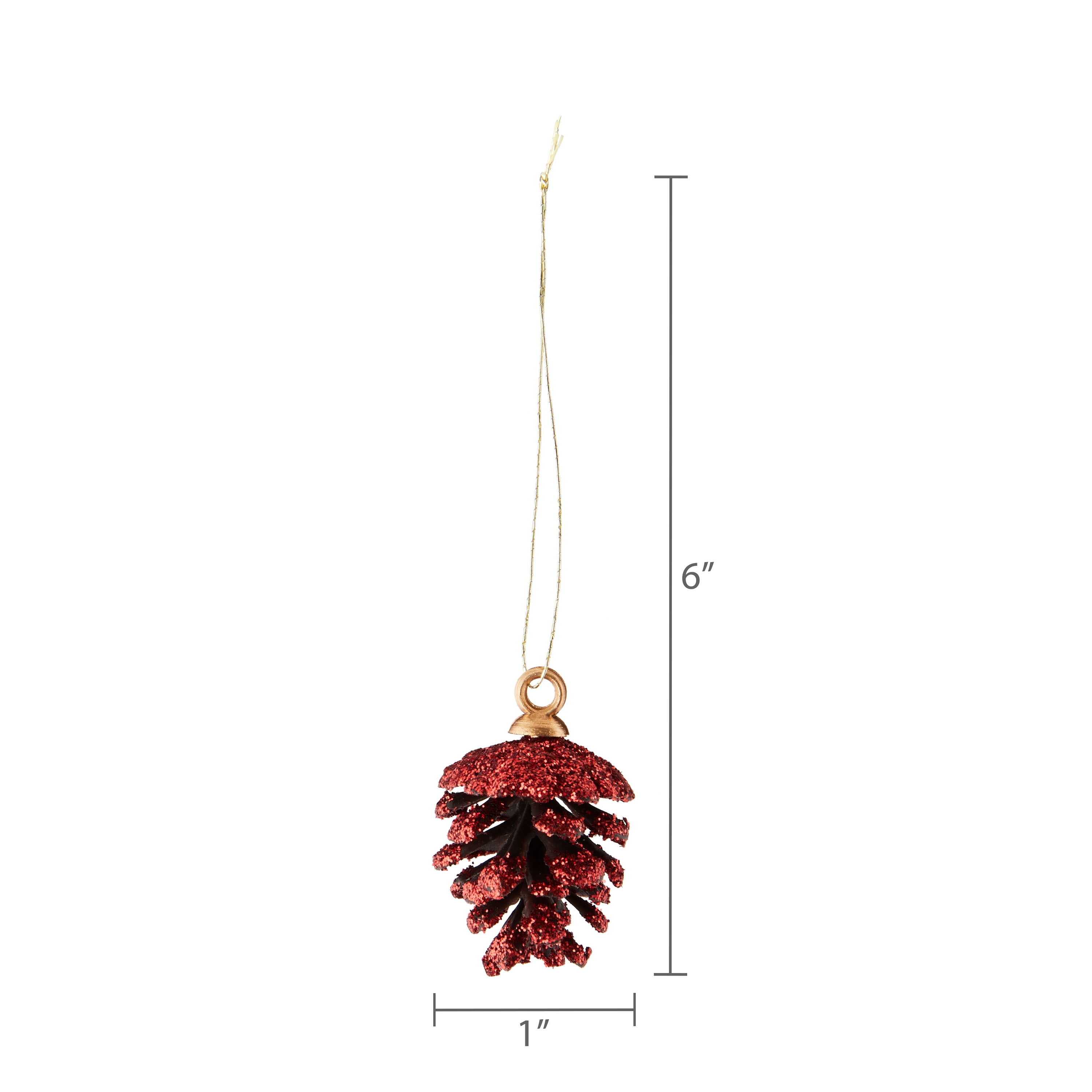 Red Glitter Mini Pinecone Christmas Ornaments, 9 Count, by Holiday Time