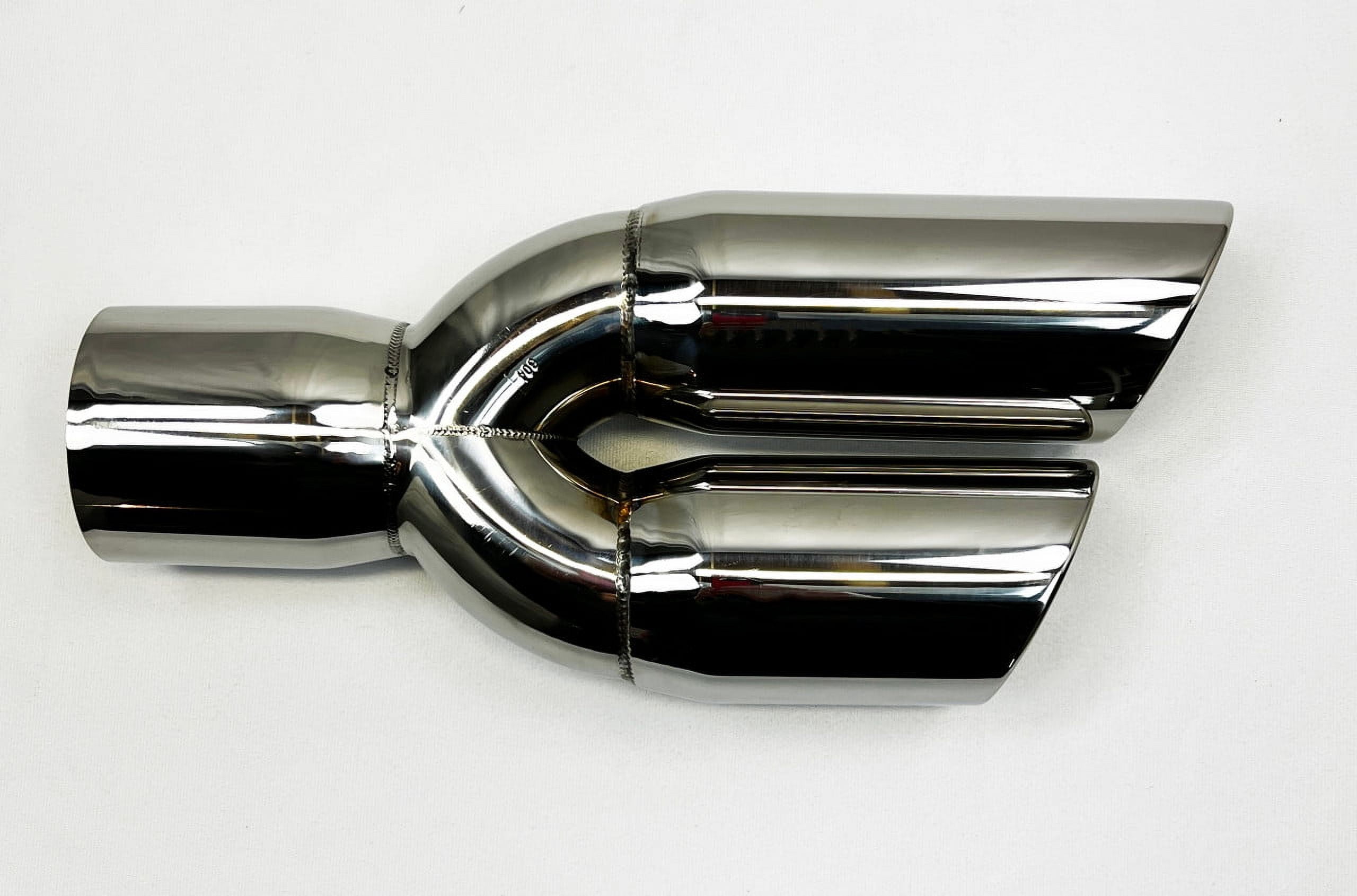 Exhaust Tip 3.00" Inlet 3.00" Outlet 13.00" long WDWDRS30013-300-HP-SS Dual Round Slant Polished 304 Stainless Wesdon Exhaust Tip