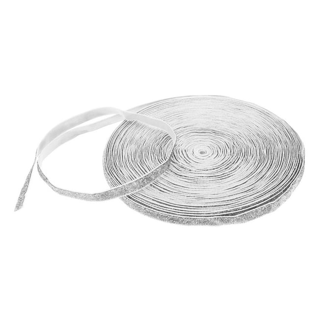 Unique Bargains Metallic Glitter Velvet Ribbon 3/8"x 25 Yard Single Face Sparkle Ribbon Gift Wrapping Silver