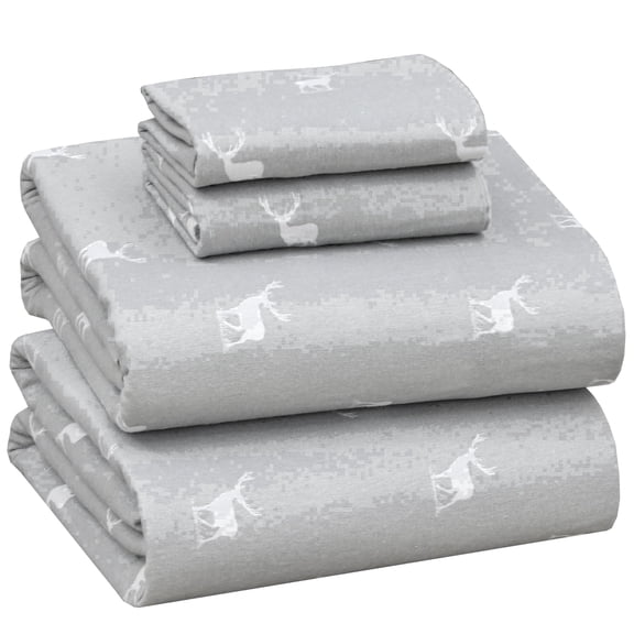 RUVANTI Flannel Sheets Full Size - 100% Cotton Double Brushed Bed Sheets Set, Deep Pockets 16 Inches, All Seasons Breathable & Extra Soft Full Sheets, Warm & Cozy, 4 Piece, Celestial Stag