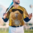 thumbnail image 5 of Easygdp Heavy Metal Style Guinea Pig Mens T-Shirts Baseball Vintage Fashionable Lightweight Casual Crew Neck Slim Fit with Long Sleeves-Small, 5 of 7
