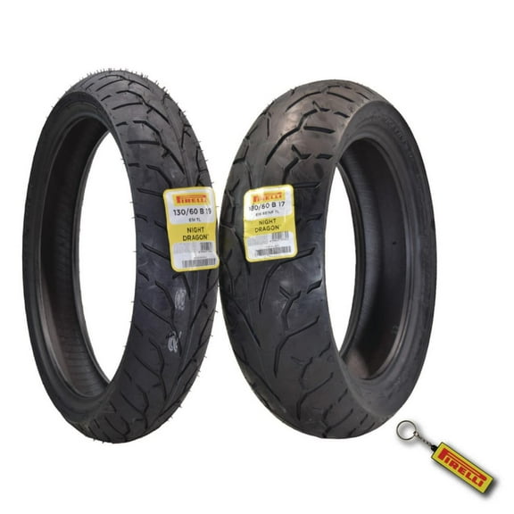 Pirelli Night Dragon Tire Set: 130/60B19 M/C 61H TL Front & 180/60B17 M/C 81H REINFTL Rear Cruiser Motorcycle Tires - Superior Traction & Handling for High-Performance Cruisers with Keychain