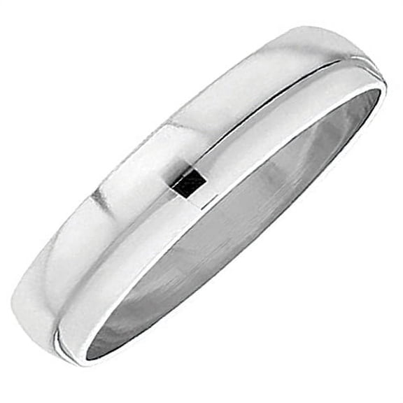 Dazzlingrock Collection Men's Ladies Unisex Ring Wedding Band 6MM Domed Plain Shiny Polished Traditional Fit | 10K White Gold, size 7