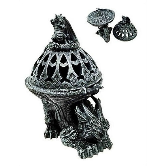 Crouching Atlas Dragon Tower Sphere Incense Burner Sculpture Figurine Faux Stone