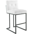 thumbnail image 2 of Modway Privy Black Stainless Steel Upholstered Fabric Bar Stool Set of 2 in Black White, 2 of 4