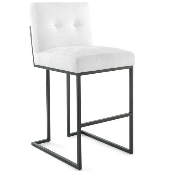 Modway Privy Black Stainless Steel Upholstered Fabric Bar Stool in Black White
