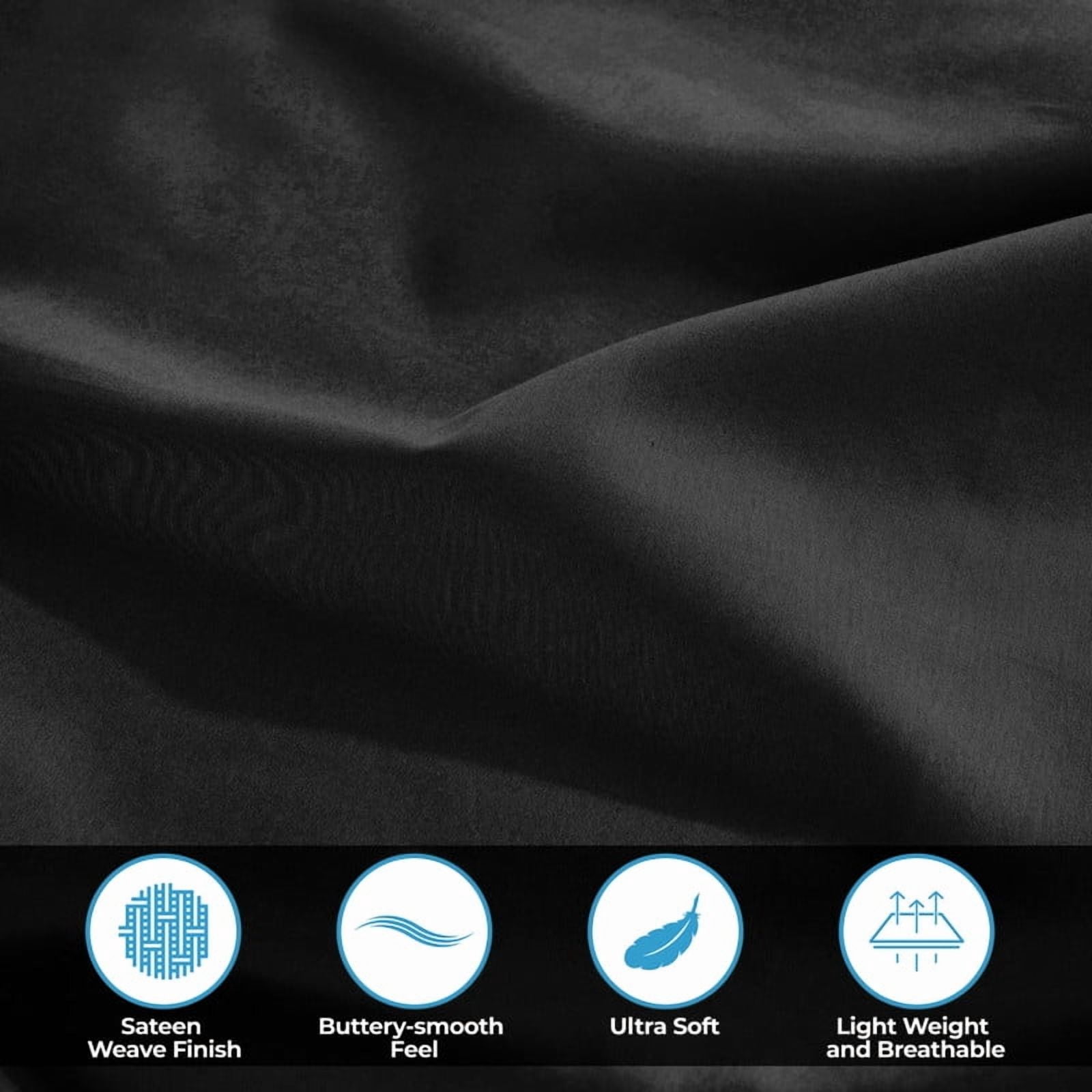 Superior Egyptian Cotton 400 TC Deep Pocket Sheet Set, Full, Black