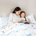 thumbnail image 4 of jejeloiu Chic Bow Ribbon 7-Piece Bedding Comforter Set,Blue White King Bedding Sets For Bowknot Lover Reversible, 4 of 7
